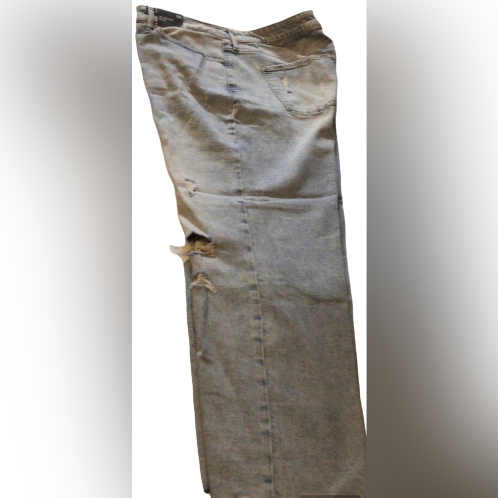 Express Mid Rise Light Wash Ripped Ankle Bootcut Jean - Picture 4 of 5
